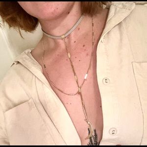 Gold Moon Choker Necklace + White Cashmere Cande